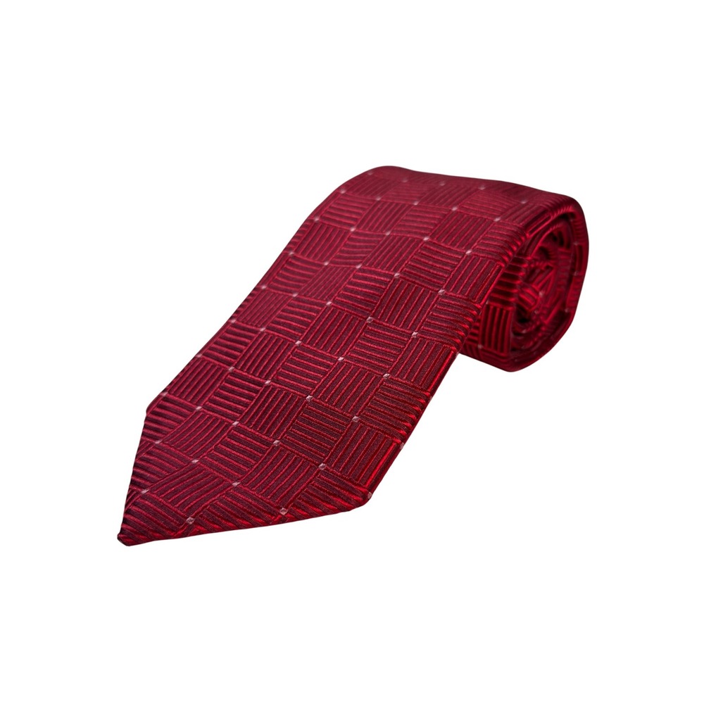 Vintage Robert Talbott‎ Necktie Mens 4" Red Hand Sewn Silk Geometric USA Made